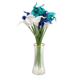 20pcs Artificial Calla Lily Fake Silk Flowers for Home, Blue/Dark Blue/White Lily