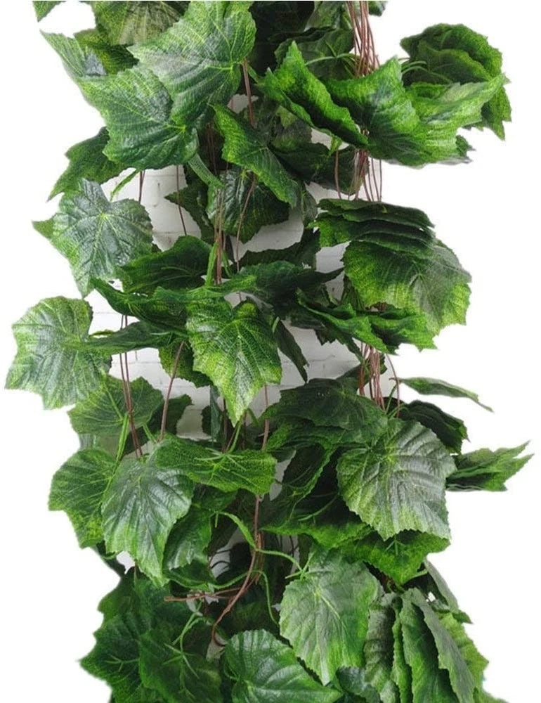 8 Ft 5pcs Artificial Greenery Ivy Vine Plants Foliage Grape Leaves Vine Simul... Green Plant