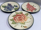 Home Interiors Floral Wall Plates 3 Piece Purple Pink Hydrangea Rose 2006 Hydrangea