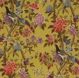 GP & J BAKER CURTAIN/UPH FABRIC 'HYDRANGEA BIRD - OCHRE' 4 METRES 100% Linen Hydrangea