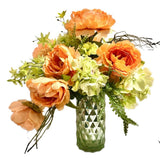 Free Shipping Sping Floral Arrangement Peach Sage Green Peony Hydrangea  22x21 Green Plant