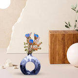 Yellow Vase/Flower Vase/Pampas Grass Vase/Ceramic Vase/Round Shaped Vase multi Pampas Grass