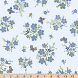 Float Like a Butterfly D3211SKY Dotted Butterflie Floral Spray Half yd cont cuts Flowering Plants