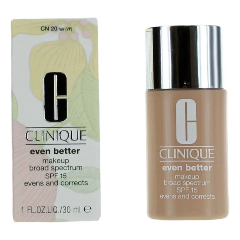 Clinique foundation bottle, broad spectrum SPF 15, beige liquid makeup