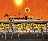 3D Sunflower Flower ZHUA4082 Wallpaper Wall Murals Removable Self-adhesive Amy Sunflower