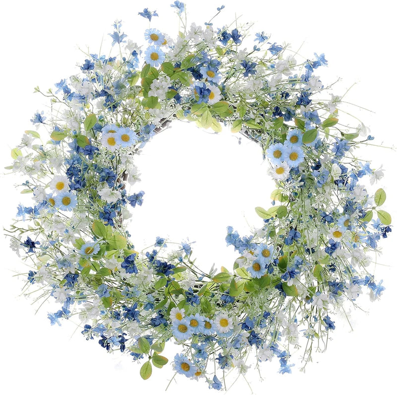 Artificial Daisy Wreath,22 Inch Spring Wreath Colorful Summer Wreath Floral Wrea Daisies