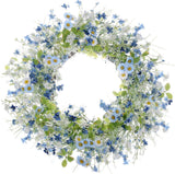 Artificial Daisy Wreath,22 Inch Spring Wreath Colorful Summer Wreath Floral Wrea Daisies
