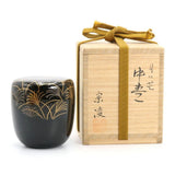Tanaka Souryou Moon And Pampas Grass Musashino Makie w/Box Tea Ceremony Utensils Pampas Grass