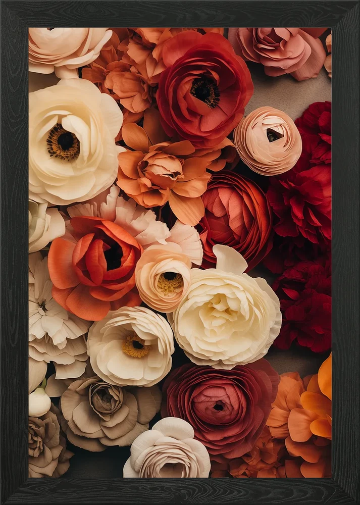 Floral Ranunculus Flowers Framed Wall Art Poster Canvas Print Picture Ranunculus