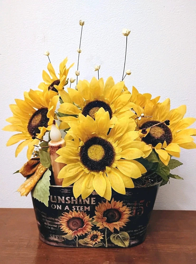 Sunshine On Stem Beautiful Sunflower Rustic Country Cottage Farmhouse DECOR Sunflower