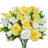 HUAESIN Artificial Flowers Silk Rose Peony Bouquets Yellow White Faux Flowers... Peony