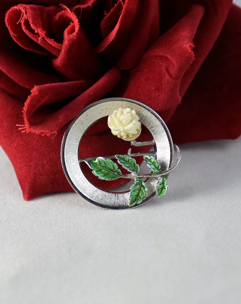 Sterling Silver Beau Sterling Carnation Flower 4.67g  Pin Brooch CAT RESCUE Carnation