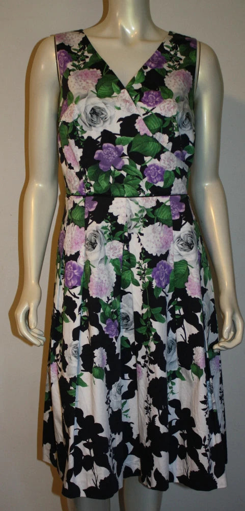 Talbots Hydrangea Floral Tea Dress 8 Purple Pink Oprah Magazine Collection Hydrangea