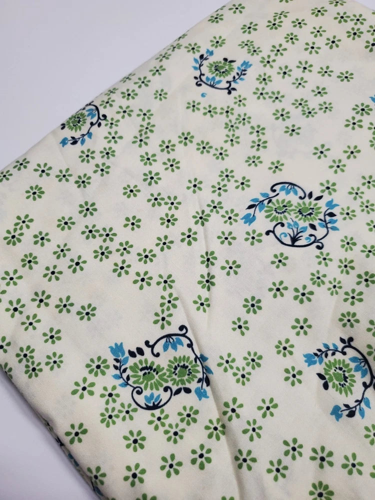 Denyse Schmidt Fabric Shelbourne Falls Floral Green Blue Sew Quilt FAT QUARTER Flowering Plants