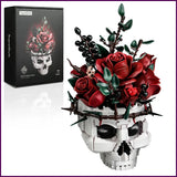 Skull Roses Bouquet Building Set Skeleton Flowers Plant Pot Blocks Horror Gothic Flowering Plants