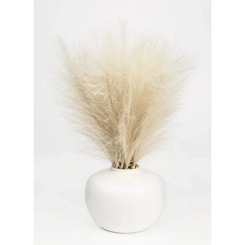 14" Artificial Pampas Indoor Plant Decor in Rounded Ceramic Vase Household New Pampas Grass