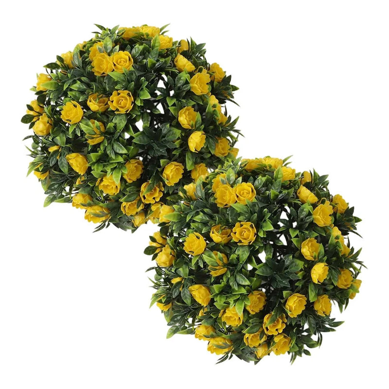 2 Pcs Artificial Flower Balls Faux Plant Topiary for Garden and Event Decor Flowering Plants