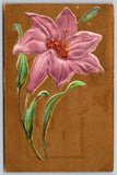 Vintage Embossed Pink Lily Flower Postcard with Velvet Finish A372 Lily