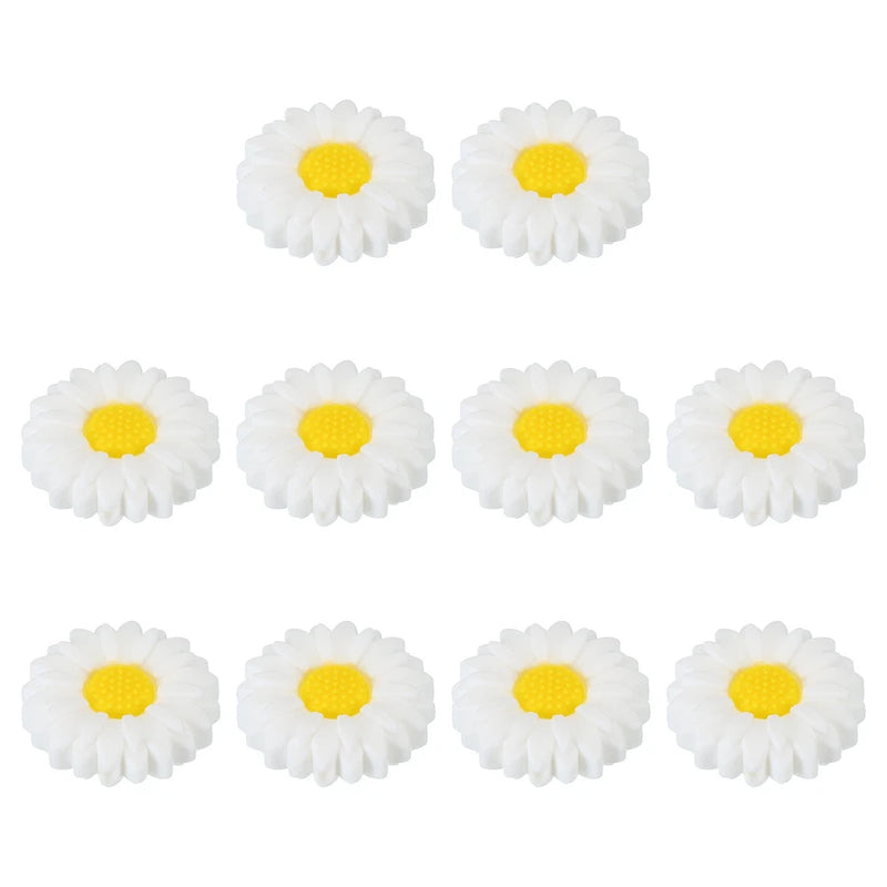 30mm Silicone Flower Beads, 10 Pcs Sunflower Bead, White Yellow Sunflower