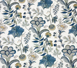 BALLARD DESIGNS ISADORE BLUE GREEN LARGE FLORAL MULTIUSE FABRIC BY YARD 54"W Flowering Plants