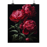 Red Peony Flowers Poster, Red Flower Art Print, Floral Artwork 24 Peony