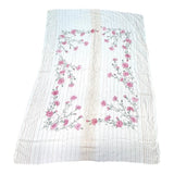 Vtg Pink Carnation Floral Print Tablecloth White Rectangular Spring Table Linen Carnation