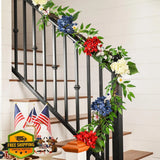 Valery Madelyn 6FT Patriotic Hydrangea Garland Lights 4th July Decor Hydrangea