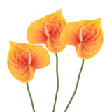 3Pcs 13" Artificial Anthurium Lily Flowers Floral Bouquet Decor, Dark Orange Lily