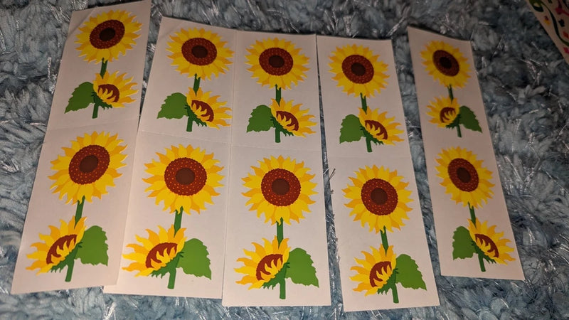 Vintage Mrs Grossmans Sticker Sunflowers Flowers Lot 5 Strips Sunflower