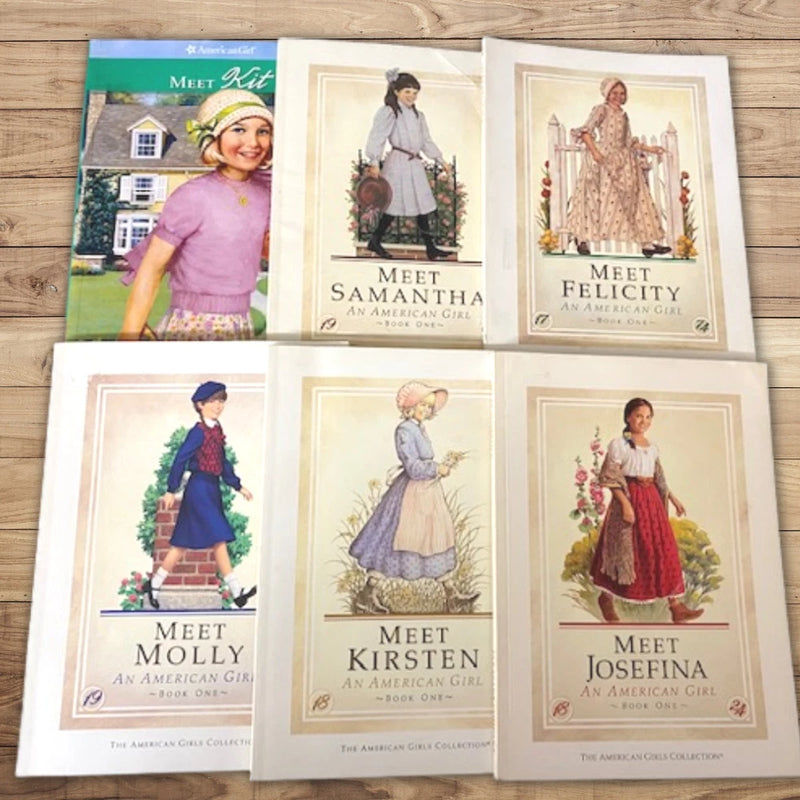 Children's American Girl doll book set with six 'Meet' cover designs
