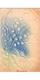 Embossed Lily of the Valley Bouquet Postcard 1910s Art Nouveau Floral Greeting Lily