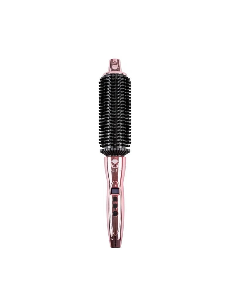 CALISTA heated round brush with rose-gold handle and black bristles