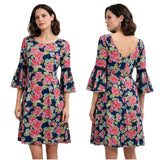 Roller Rabbit Womens 3/4 Sleeve Hydrangea Print Floral Cotton Dress Sz S Hydrangea
