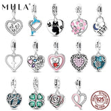 European Original 925 Sterling Silver DIY Charm Heart Pendant fit Women Bracelet Sunflower