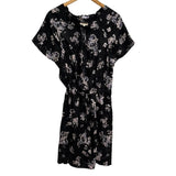REBECCA TAYLOR Black Silk Floral Hydrangea Button Up Mock Neck Dress Size 8 Hydrangea