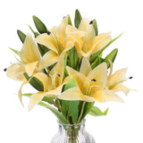 Lily Fake Flowers, 6PCS Lily Artificial Flowers Faux Flowers Home Decor, Yellow Lily