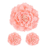 3 Pcs Peony Flowers Hair Clip, 4.7" Artificial Fabric Flower, Pink Peony