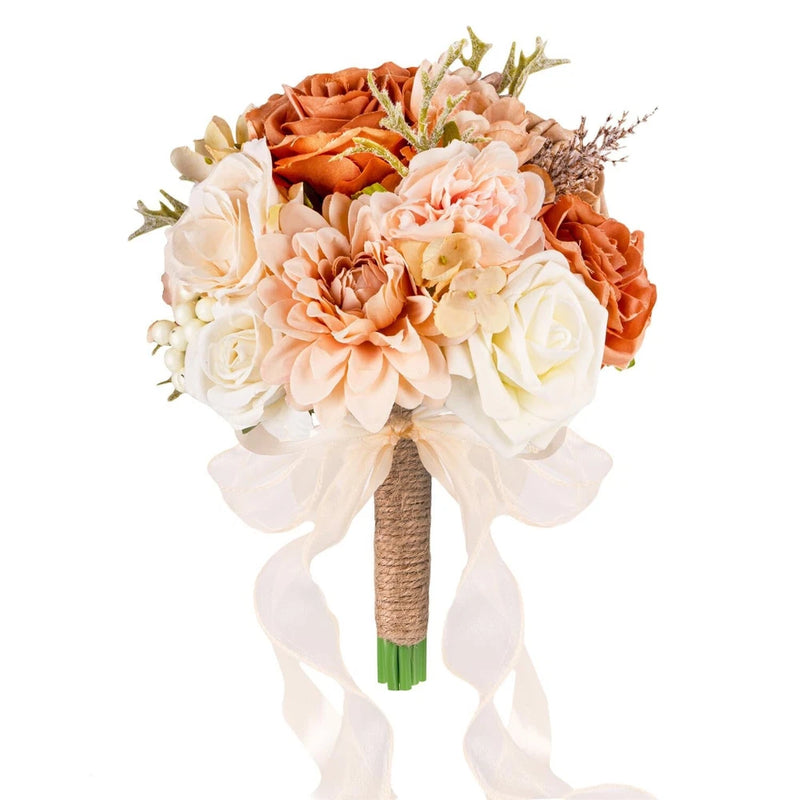 Wedding Bouquets for Bride Bridesmaid,Terracotta Burnt Orange Bouquet Artific... Bouquet