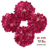 Silk Hydrangea Artificial Flowers Heads 7.4inch Large Fake Hydrangea Fuchsia Hydrangea