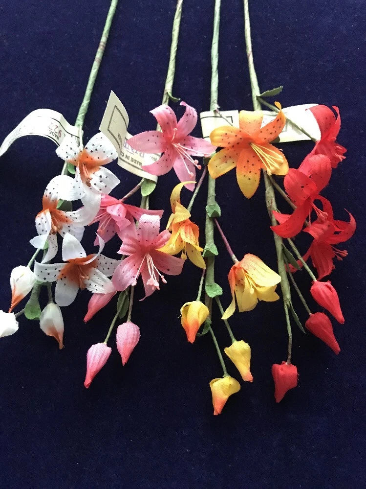 Vintage Millinery Flower 1 1/2" Mini Asiatic Lily Stem German Pick your color NH Lily