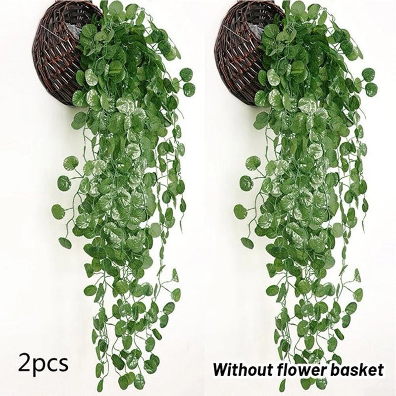 2pcs Artificial Hanging Plants Fake Ivy Vine for Wall Home Room Outside Decore Green Plant