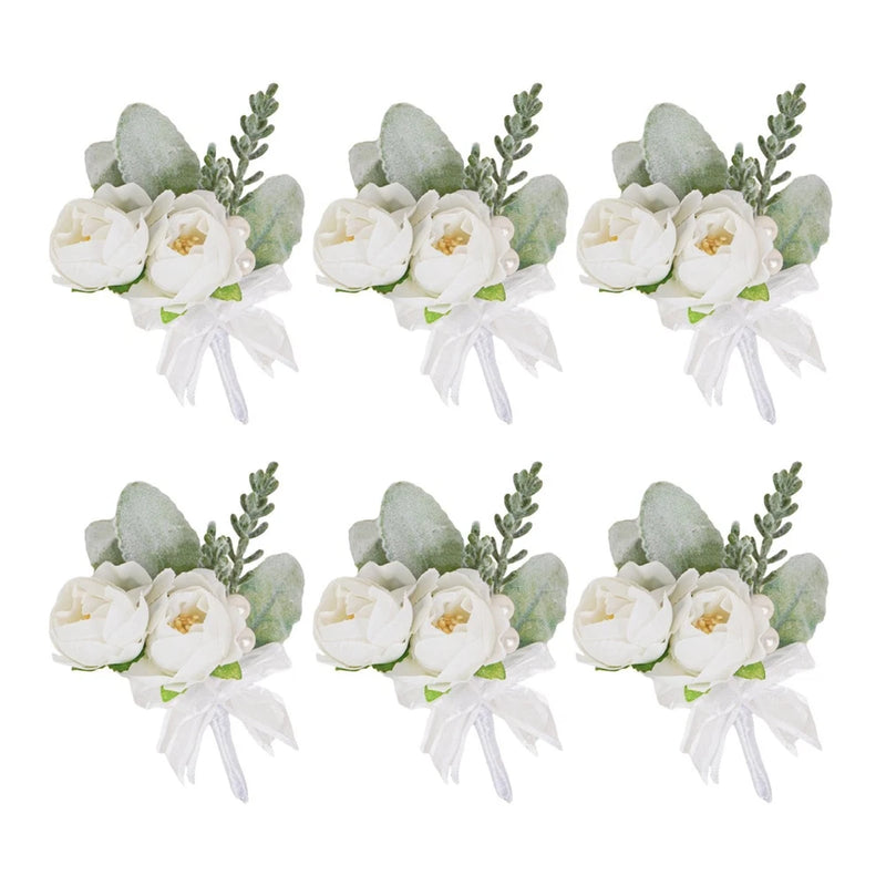 6x Wedding Boutonniere Rose Corsages Fashionable Bride Bridegroom Boutonnieres Bouquet
