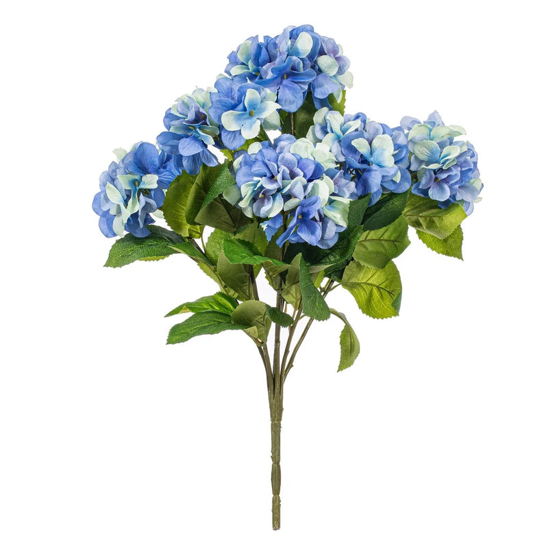 Vickerman 21" Contemporary Fabric Artificial Hydrangea Bush in Blue Hydrangea