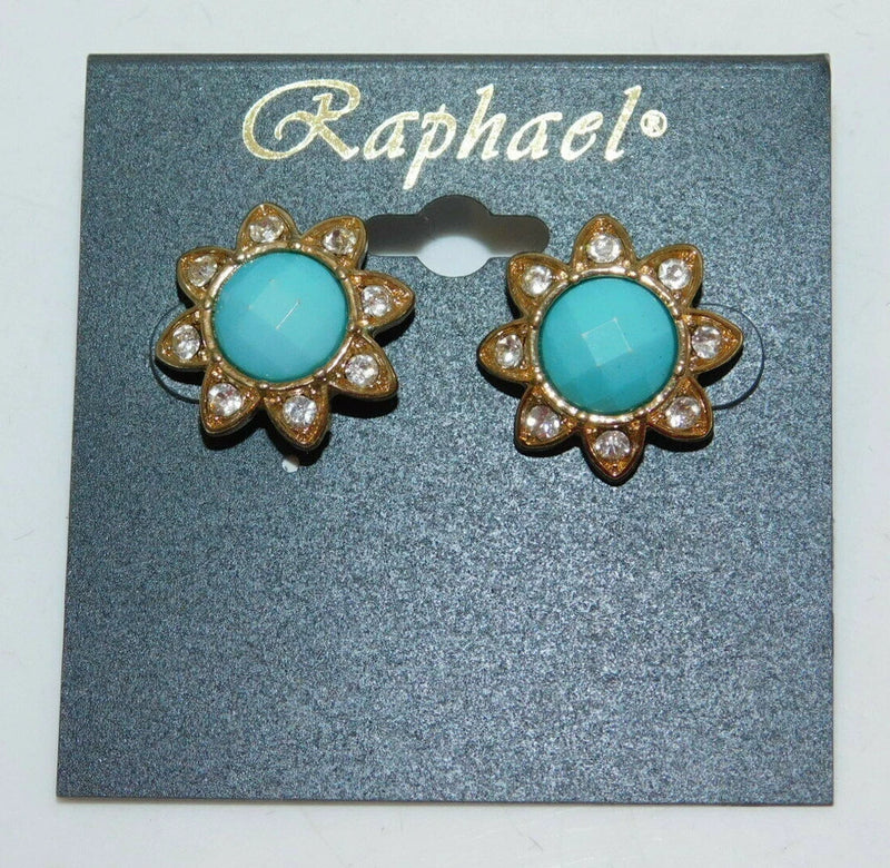 Turquoise Blue Rhinestone Bead Sunflower Sun Flower Pierced Earrings 6L 40 Sunflower