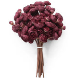 Ranunculus Artificial Flowers 18 Pcs Burgundy Faux Silk Mini Ranunculus Bulk ... Ranunculus