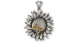 Sunflower Pendant Jewelry Silver And 14k Gold Handmade Flower Pendant SF4-TNBTP Sunflower