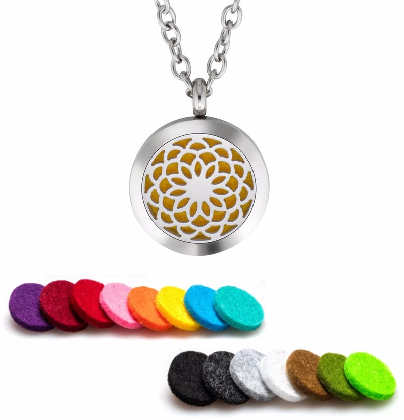 Essential Oil Diffuser Necklace Pendant Stainless Steel Aromatherapy Sunflower Sunflower