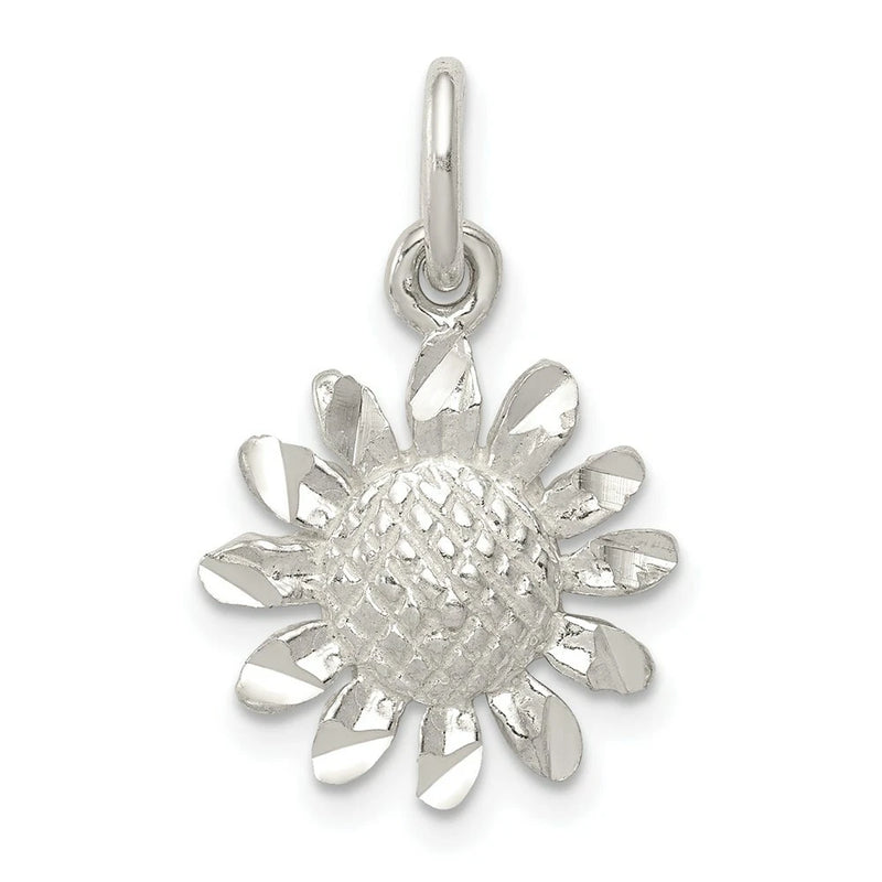 925 Sterling Silver Floral Daisy or Sunflower Charm Pendant 0.83 Inch Sunflower
