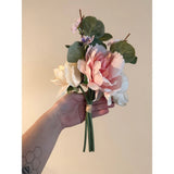 Lot 3 Spring Peony Rose Pink Peach Artificial Flower Bouquet Bridesmaid Bridal Peony
