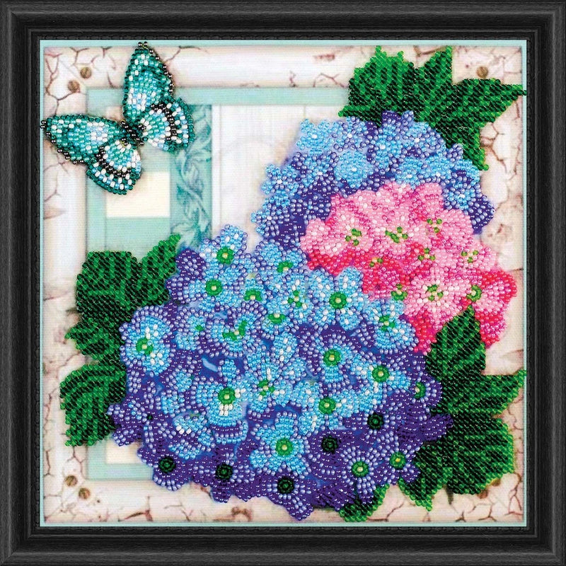 Abris Art Gentle Hydrangeas Bead Emb Kit & Frame Embroidery Kit Hydrangea
